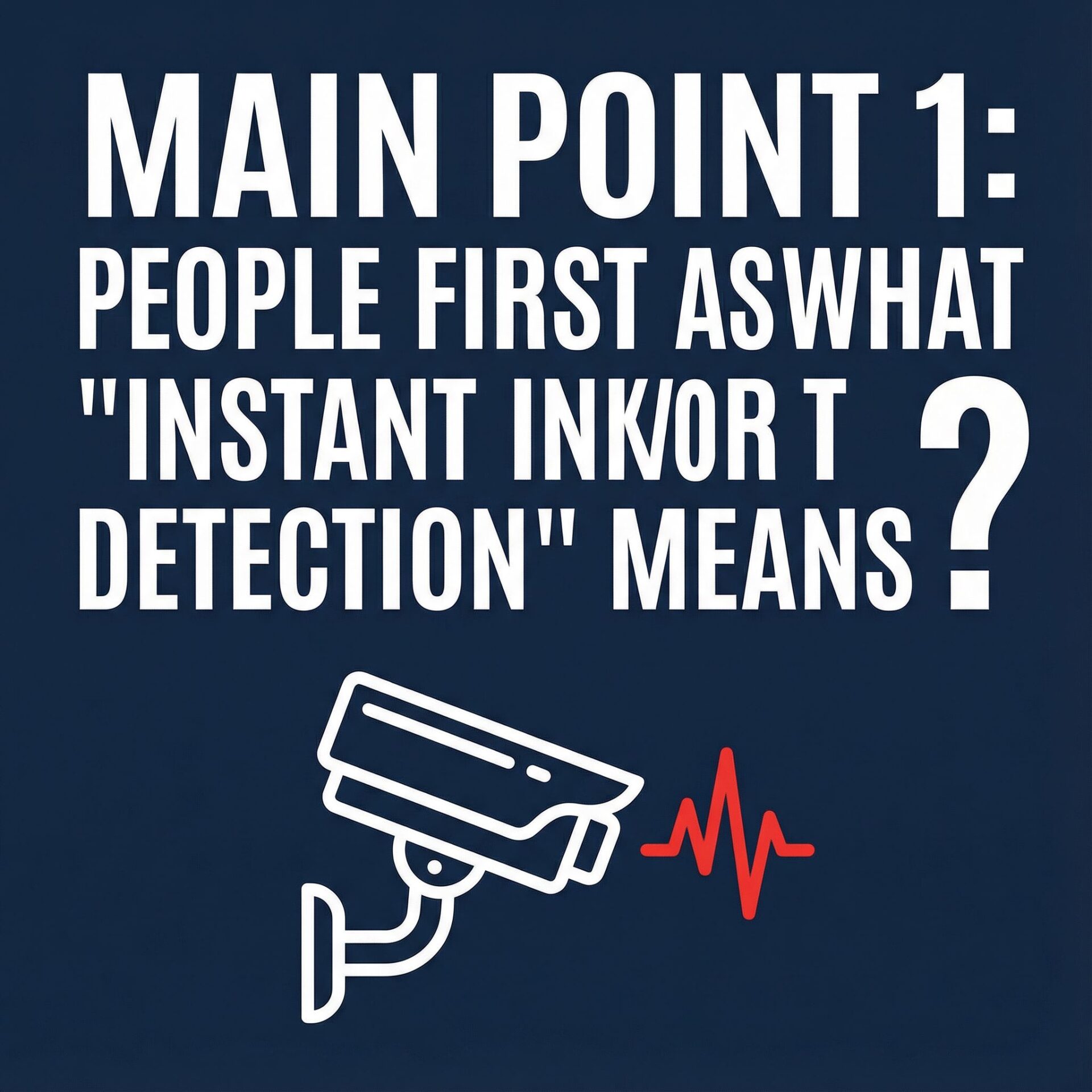 검은 배경에 흰 글씨로 메인 포인트1 문구, 물음표와 감시카메라 아이콘, 빨간 경보 신호가 배치된 모습이다