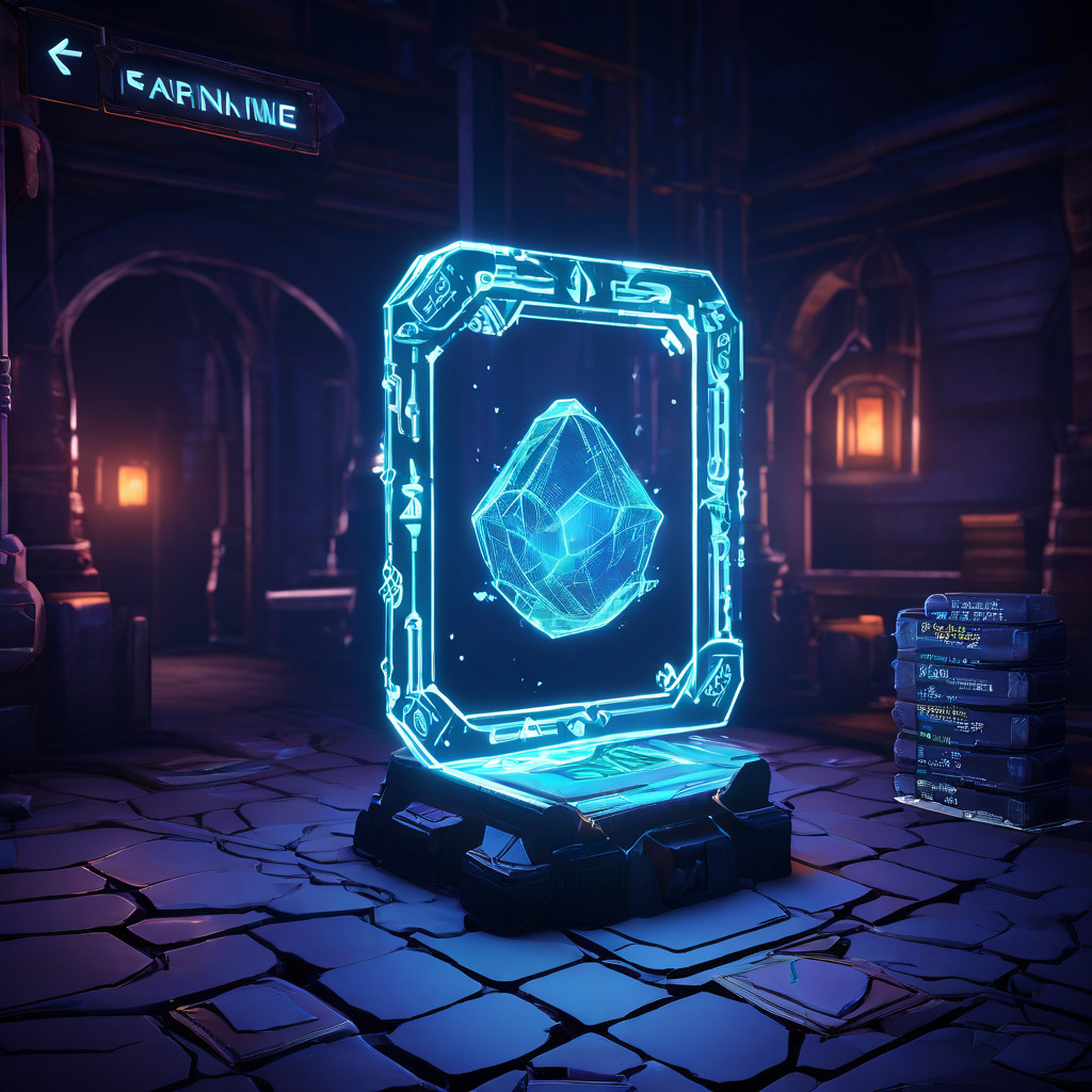 게임 점검이 유저의 게임 재화에 미치는 숨겨진 연관성을 보여주는 이미지로, 점검 화면과 재화가 보이지 않는 사슬로 연결되어 상호작용을 시각적으로 묘사합니다.