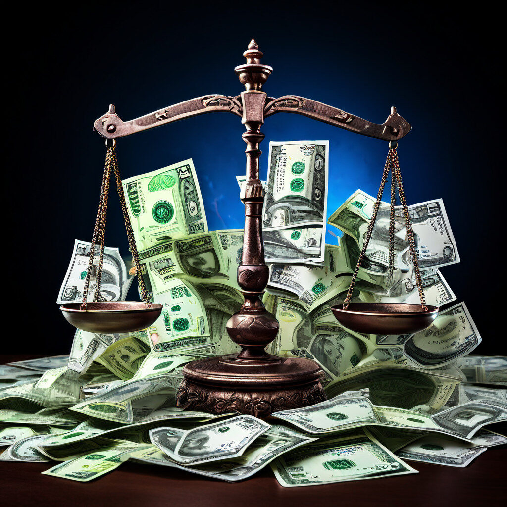 저울 위에서 균형을 이루는 여러 통화와 물음표로 환율 안정성의 의미를 나타내는 이미지.