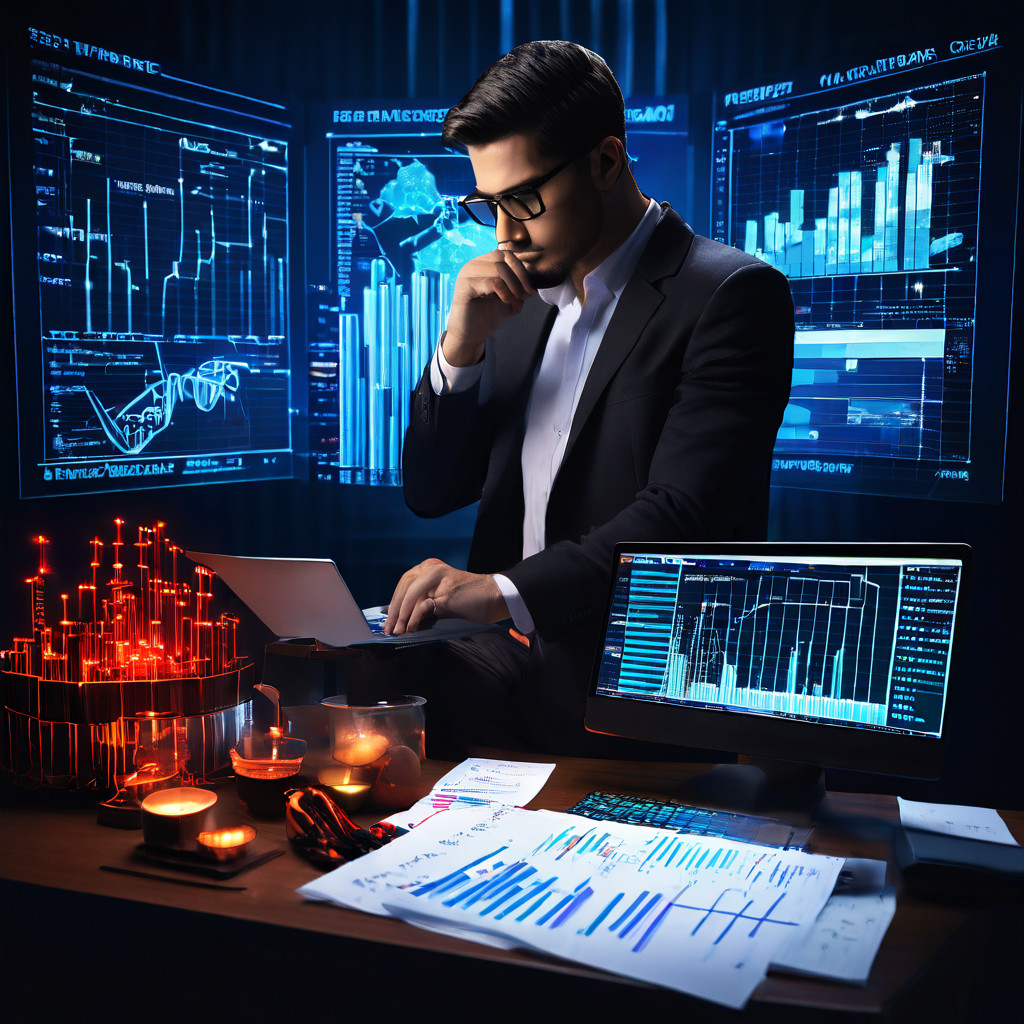 해커가 디지털 차트와 통계 데이터를 조작하고 전자 서명을 위조하는 등 다양한 데이터 사기 유형을 시각적으로 설명하는 콜라주 이미지.