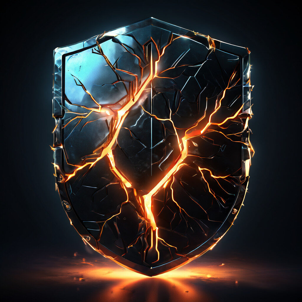 금융 입금 시스템의 보안 방벽에 금이 가면서 최초의 취약점이 발견되는 것을 보여주는 이미지.