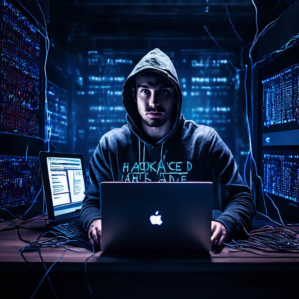 해킹 오류 메시지를 핑계 삼아 어깨를 으쓱하는 웹사이트 운영자와 그의 뒤로 플러그가 뽑힌 서버를 통해 불안정한 사이트의 실체를 보여주는 이미지.