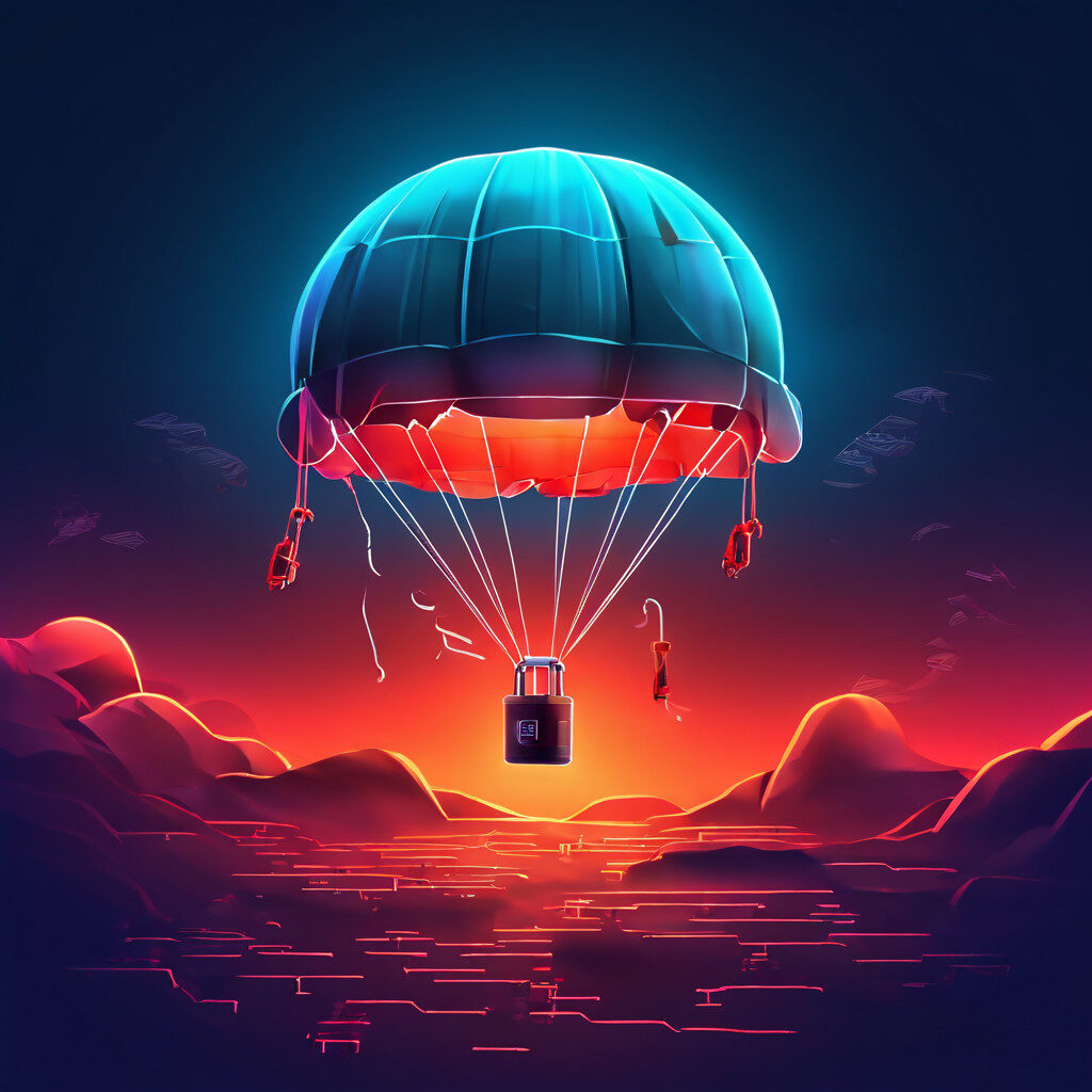 가짜 에어드랍을 이용해 지갑의 토큰 승인 권한을 탈취하는 피싱 사기의 위험성을 보여주는 이미지.