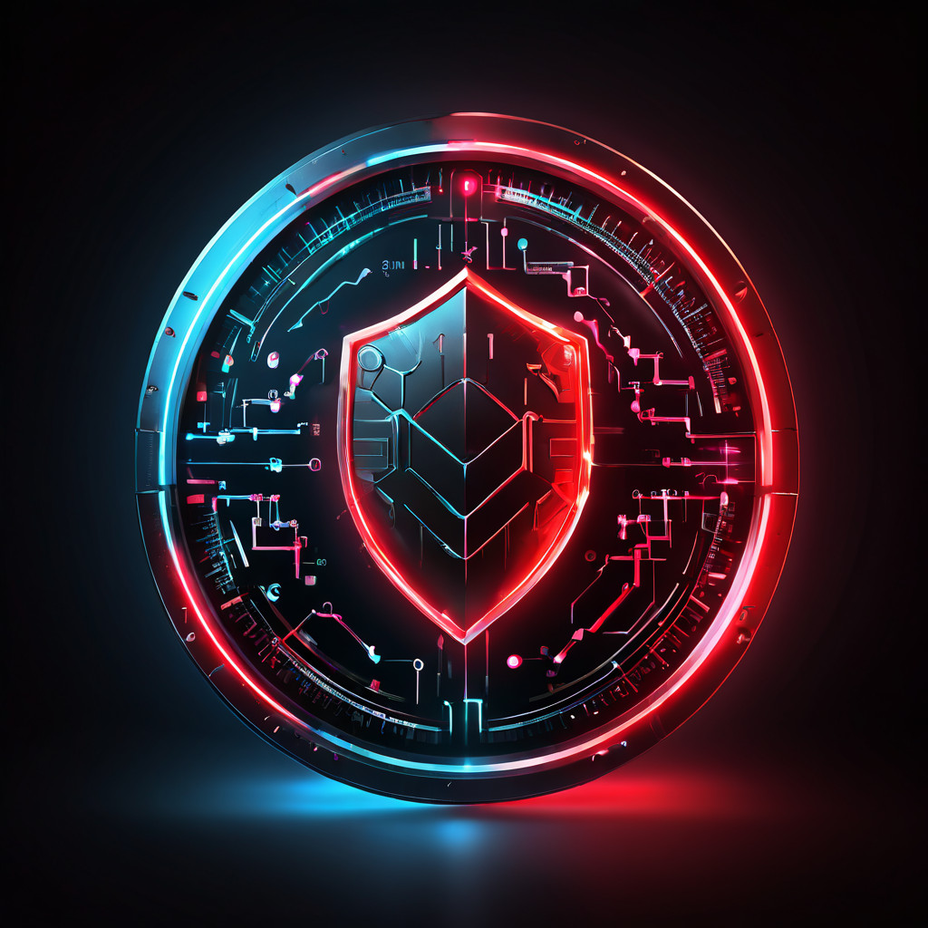 데이터 분석 차트와 코드로 구성된 보호막이 암호화폐 토큰을 하락 위험으로부터 안전하게 지켜주는 자동화된 데이터 기반 방어 전략을 보여주는 이미지.