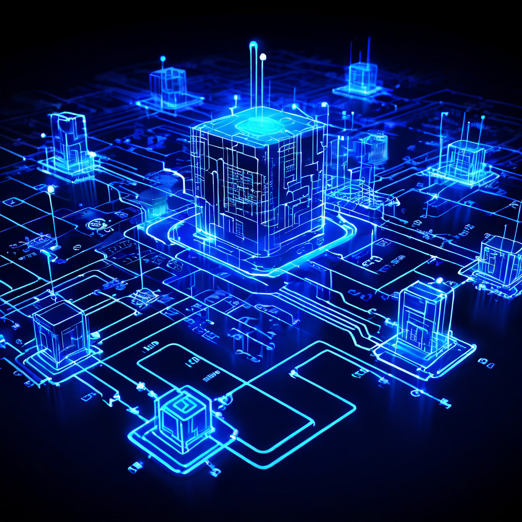 표준화된 API가 서로 맞물리는 퍼즐 조각처럼 기능하여 여러 복잡한 시스템을 유기적으로 연결하는 핵심 프로토콜 아키텍처의 청사진을 보여주는 이미지.