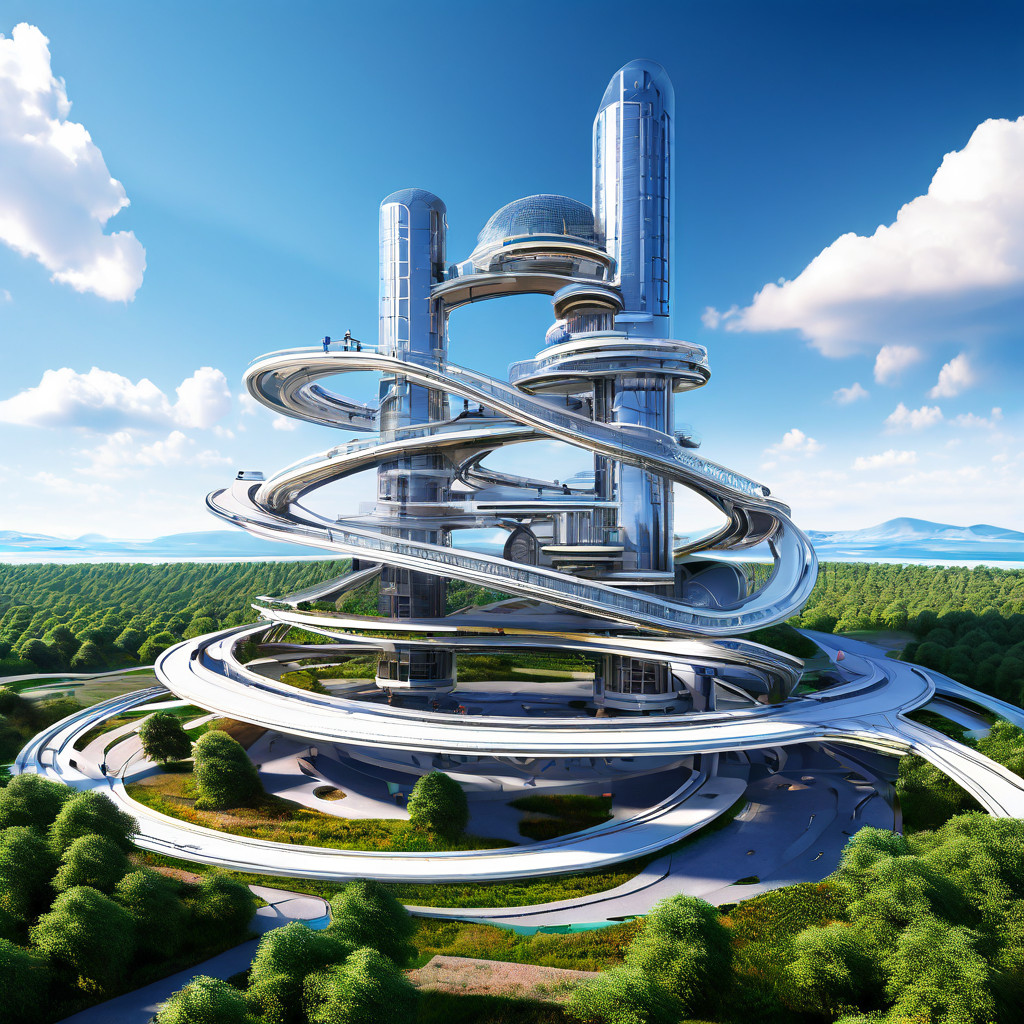 솔루션이라는 견고한 기반 위에 복잡한 기술 구조가 안정적으로 구축되어 성공적인 도입과 실행을 보장하는 과정을 상징적으로 보여주는 그림.