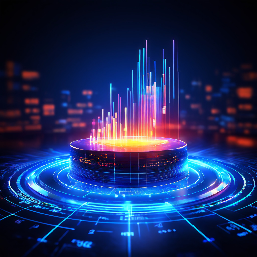 금융 호가창의 시장 깊이와 유동성의 본질을 중심부의 빛나는 핵으로 추상적으로 시각화하여 설명하는 개념적 이미지.