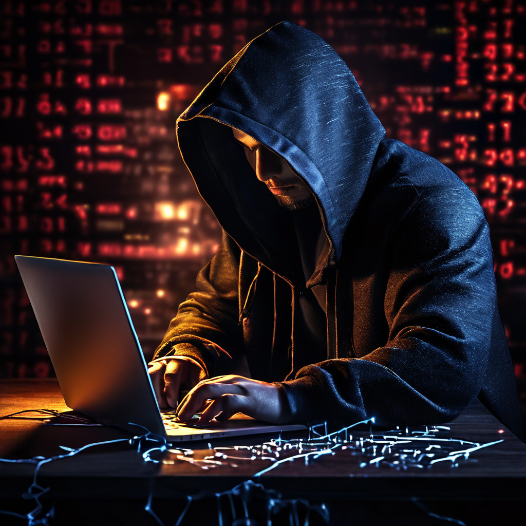 다크웹에서 유출된 데이터를 이용해 크리덴셜 스터핑 공격을 하는 해커의 모습과 깨진 자물쇠 및 코드로 기술적 보안 위협을 상징적으로 표현한 이미지.
