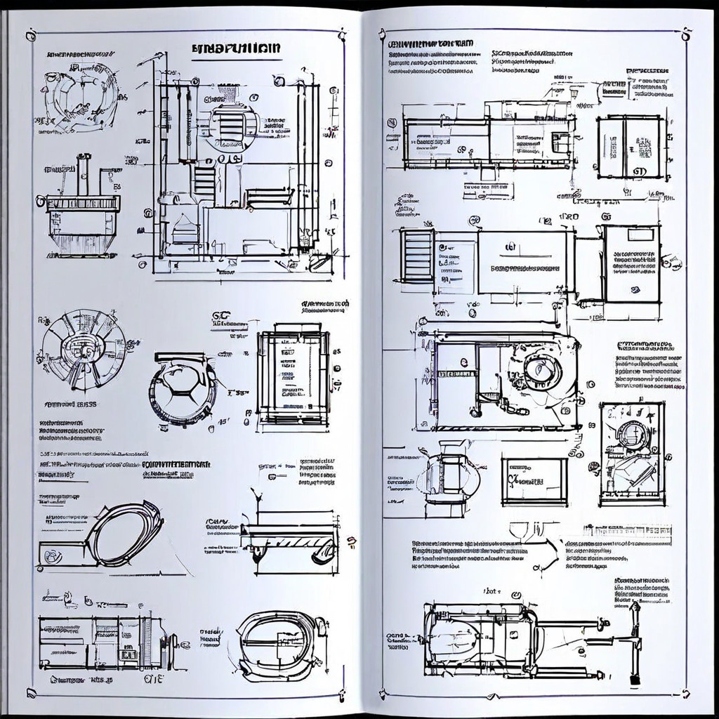 펼쳐진 기술 매뉴얼 위에 구현을 위한 상세한 설계도와 품질 보증을 위한 검증 체크리스트가 단계별로 설명되어 있으며, 다이어그램을 통해 전체 작업 절차를 시각적으로 안내하는 이미지.