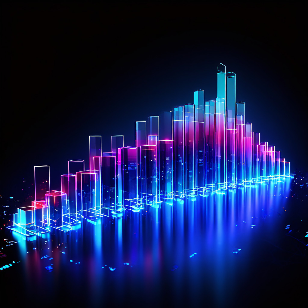 빛나는 막대그래프가 고품질 보석들의 연결망으로 변환되며, 단순한 양적 데이터 집계에서 질적 통찰력으로의 전환을 상징적으로 표현한 이미지입니다.