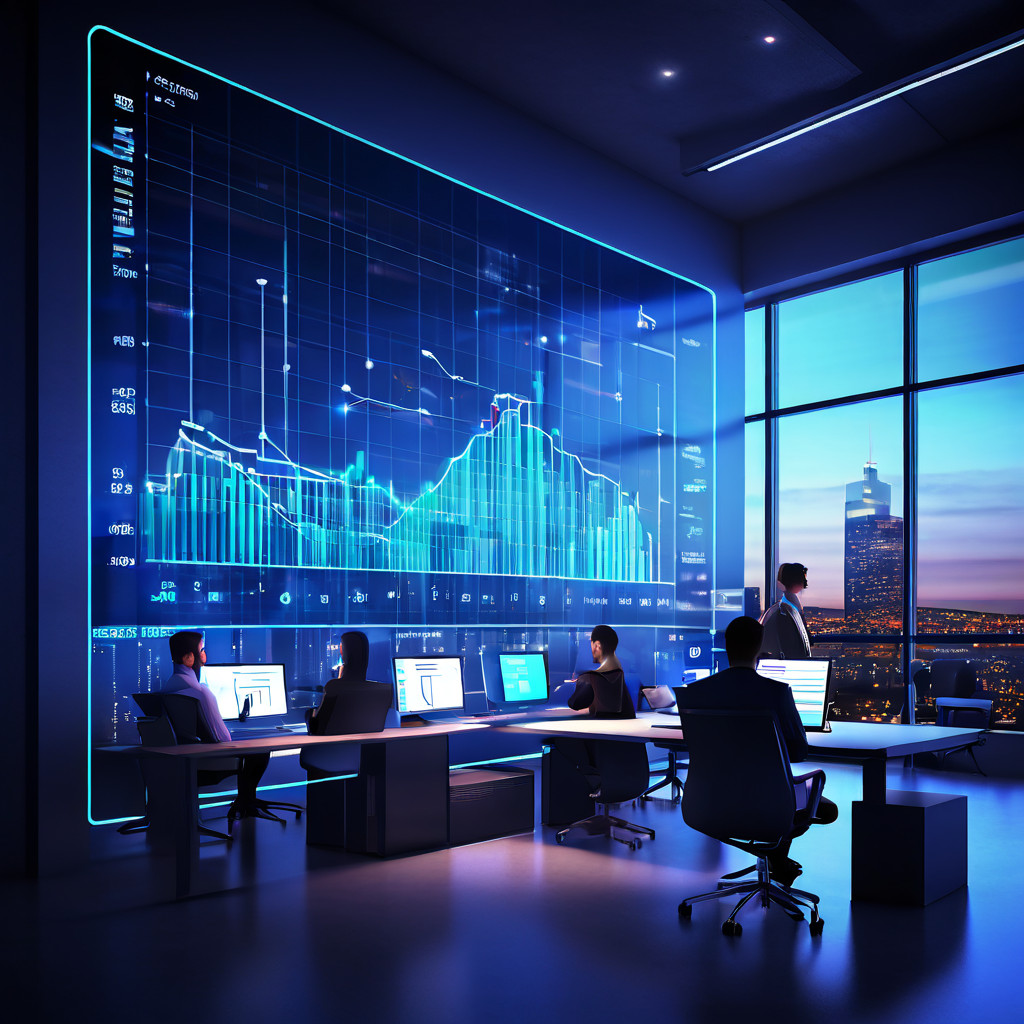 급격한 상승 곡선의 그래프가 현대적인 사무실 배경과 효율적으로 협업하는 팀, 디지털 인터페이스 위에 중첩되어 비즈니스 성장과 팀워크의 상관관계를 시각적으로 표현한 이미지입니다.