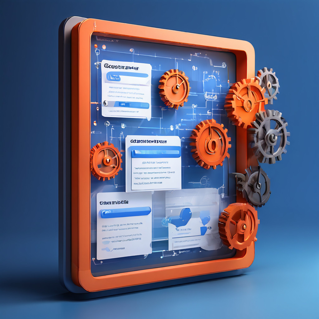 자동화된 공지 팝업 창이 시스템의 필요성과 내부 운영 원리를 설명하기 위해 플로우차트와 기어를 활용하여 시각적으로 표현한 이미지입니다.