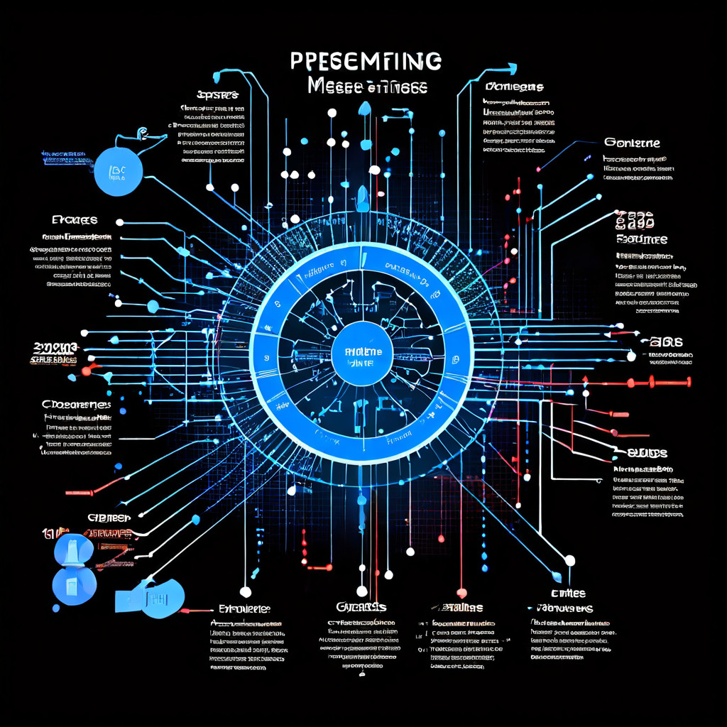 상반된 지표 데이터 포인트들이 중앙 분석 엔진으로 통합되고, 이를 통해 도출된 분석 결과가 화살표와 그래프 형태로 시각화되는 데이터 분석 프로세스 흐름도를 보여줍니다.