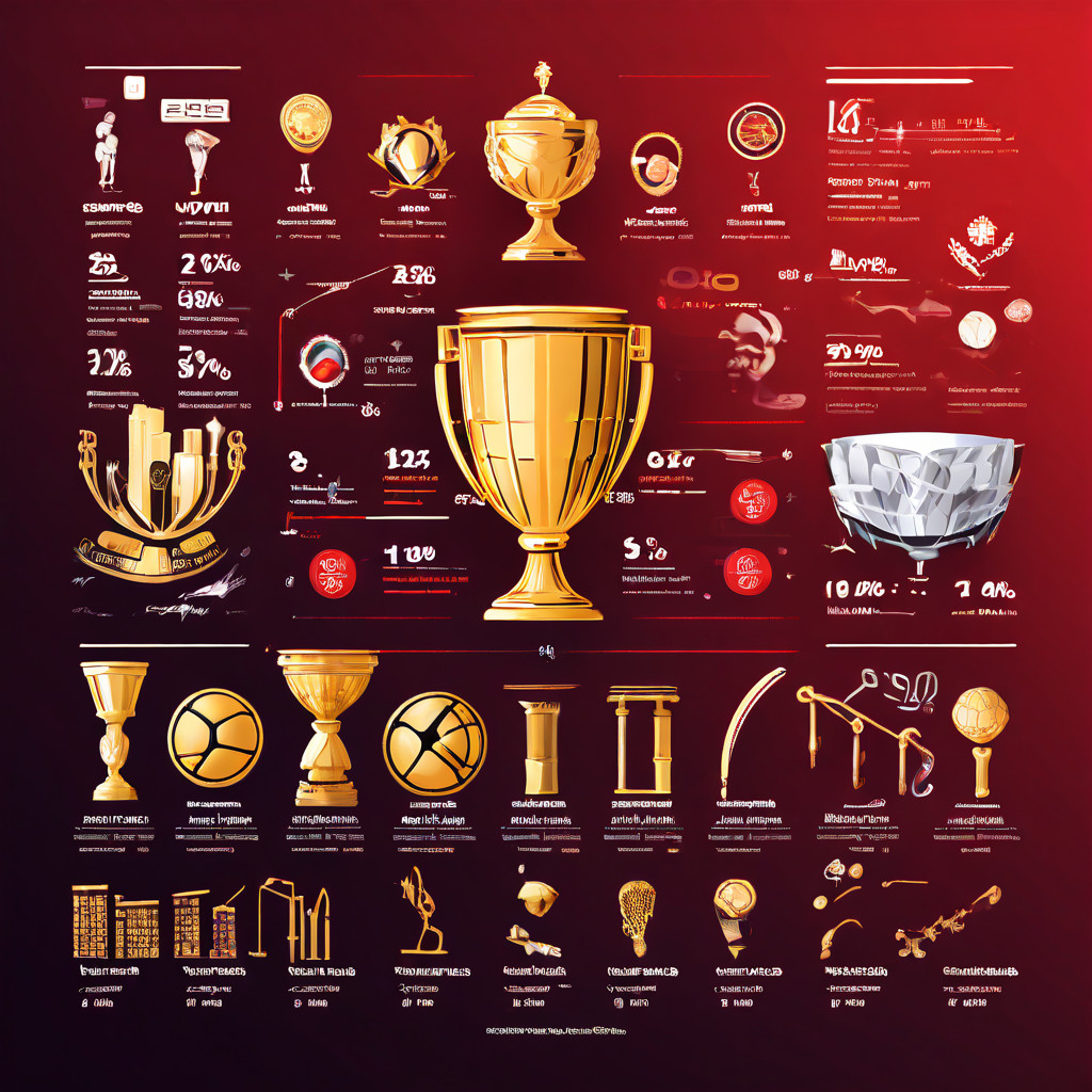 이 인포그래픽은 다양한 스포츠 리그의 중요성이나 인기 지표를 비교하여, 트로피 크기나 막대 그래프의 높이 차이를 통해 시각적으로 명확하게 보여줍니다.