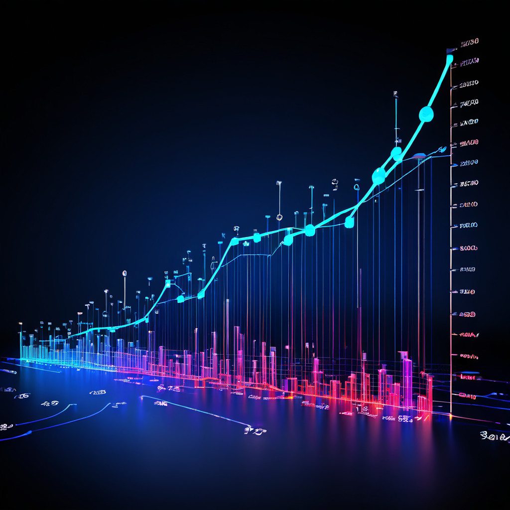 실시간으로 변동하는 인플레이션 조정 후 배당금 데이터를 강조하는 핵심 지표와 함께 동적으로 흐르며 시각화한 그래프 이미지입니다.
