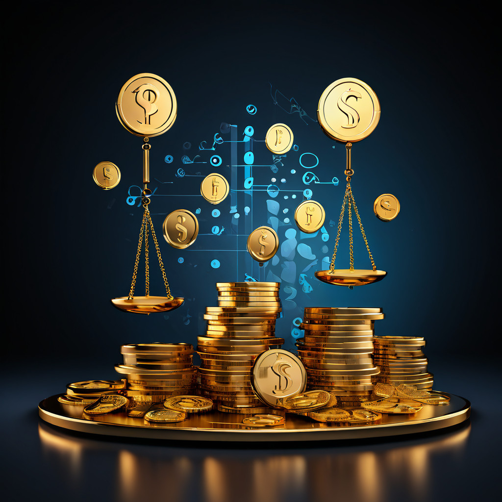 금전적 이익과 불확실한 위험을 저울질하는 투자 심리를 그래프 배경 위에 기울어진 저울과 금화, 물음표로 상징적으로 표현한 개념 이미지입니다.