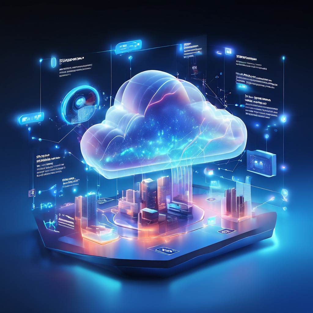 Futuristic digital platform interface showing abstract point event link placement and click timing layers with cloud data flow...
