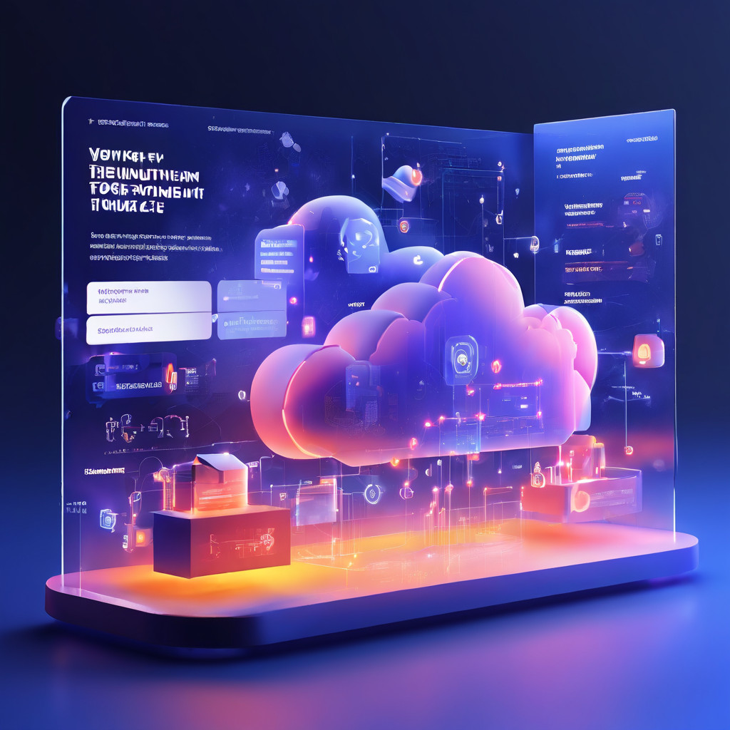 Abstract representation of a secure online platform interface showing verification checkmarks, cloud data synchronization, and...