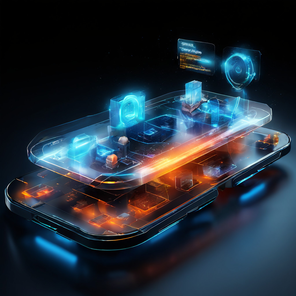 Mobile table interface showing player action order with layered data flow and secure service glow.