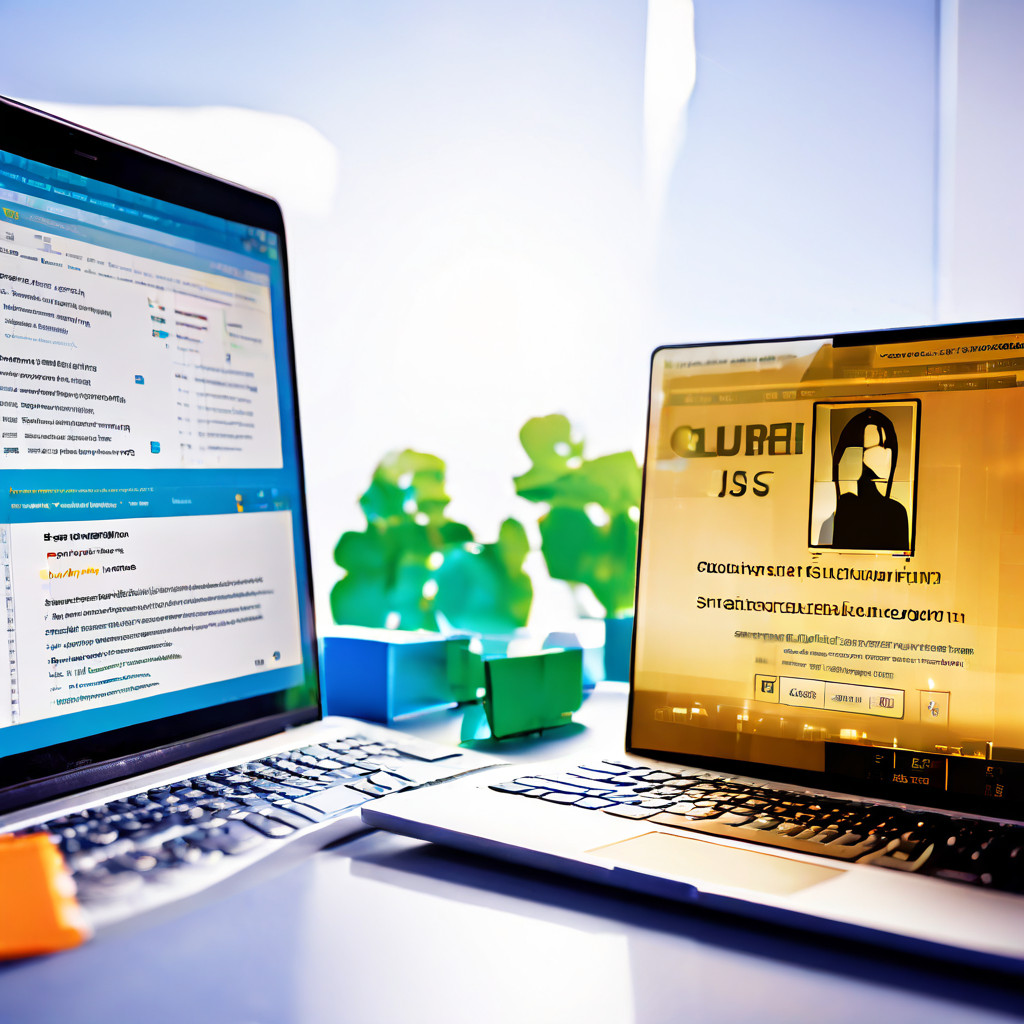 A professional studio photograph showing a laptop with a blurred screen on a wooden desk, next to a small padlock icon and a secur