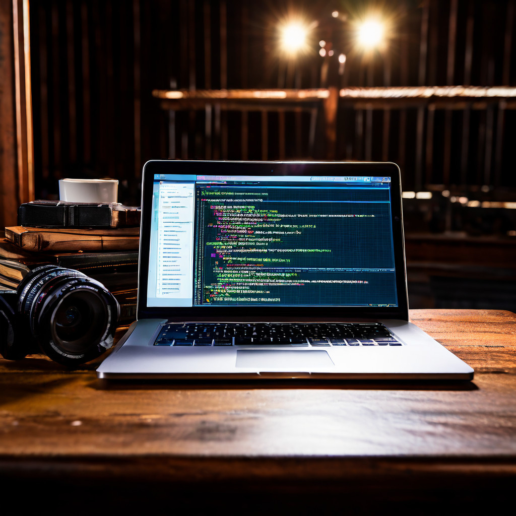 A security audit log on a table next to a laptop, a magnifying glass, and a coffee cup, with a blurred server room in the backgrou