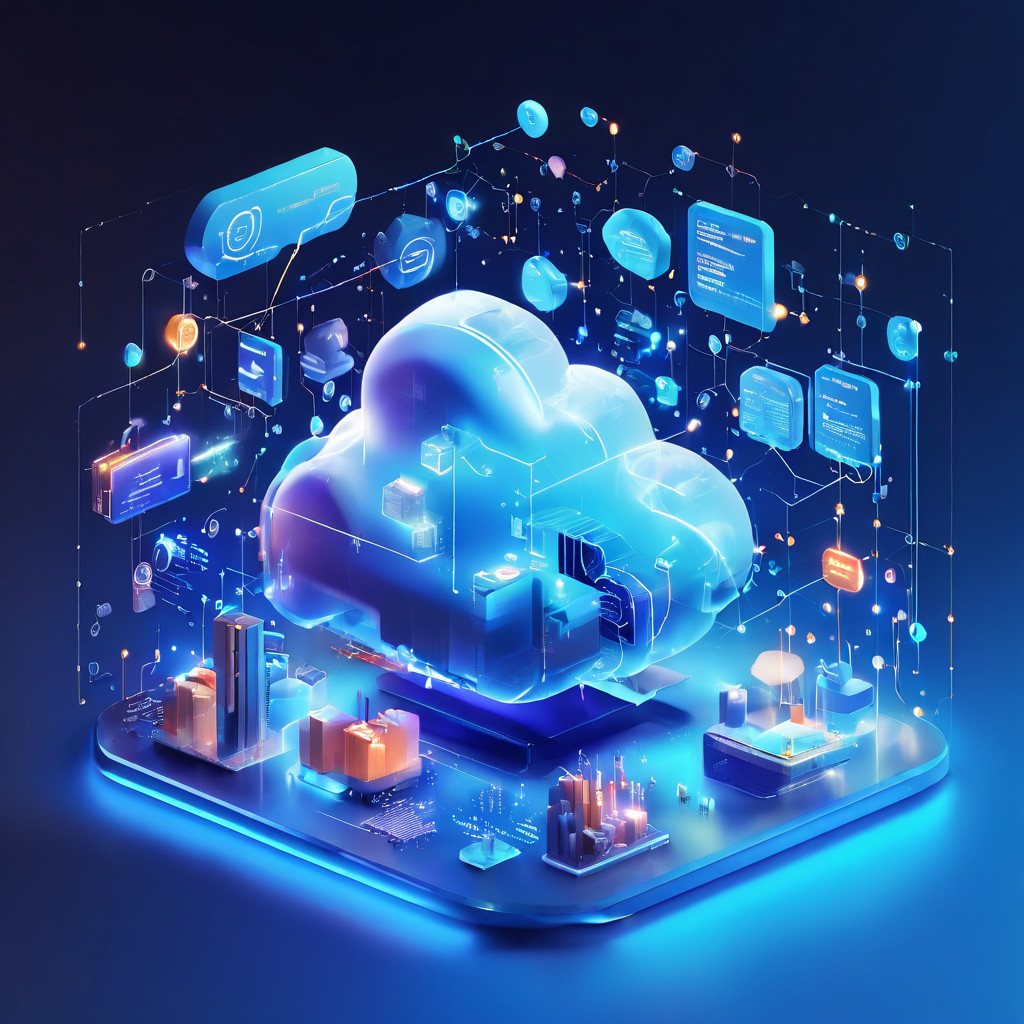 Abstract digital platform layers showing symbol value mismatch with connected cloud and data flow in a premium online service...