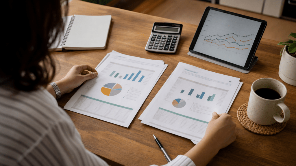 A person comparing two financial scenarios, representing the real cost of staying to maturity versus exiting a compound-interest product early.